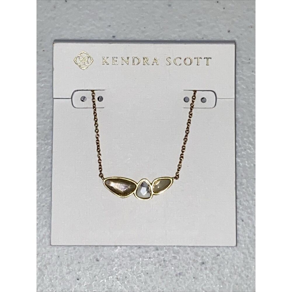 Kendra Scott IVY Short Necklace Gold White Ivory Pearl Stones VGD 115 NEW